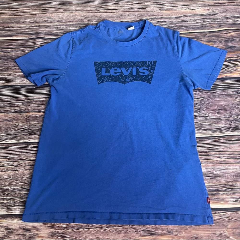 Vintage Levi’s T-Shirt Blue Classic Logo Single Stitch Unisex Adult Size Medium